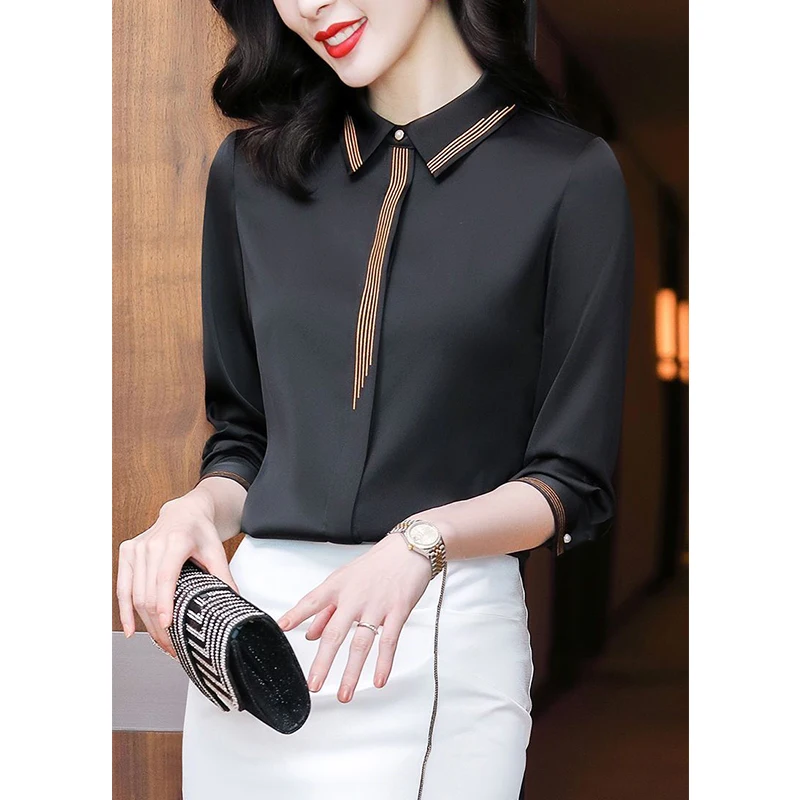 Spring Autumn Elegant Fashion Add Plush All-match Shirt Female Long Sleeve Bottoming Top Office Lady Temperament Buttons Blouse