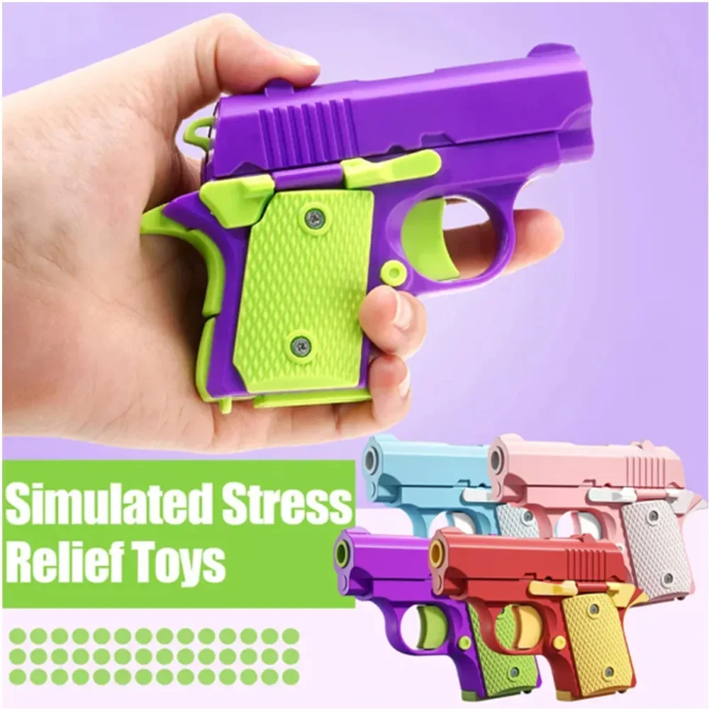 Nowy pistolet grawitacyjny 3D Straight Jump Mini Pistol Model Antystresowy Fidget Toys Dzieci Push Card Zabawka antystresowa dla dzieci i dorosłych