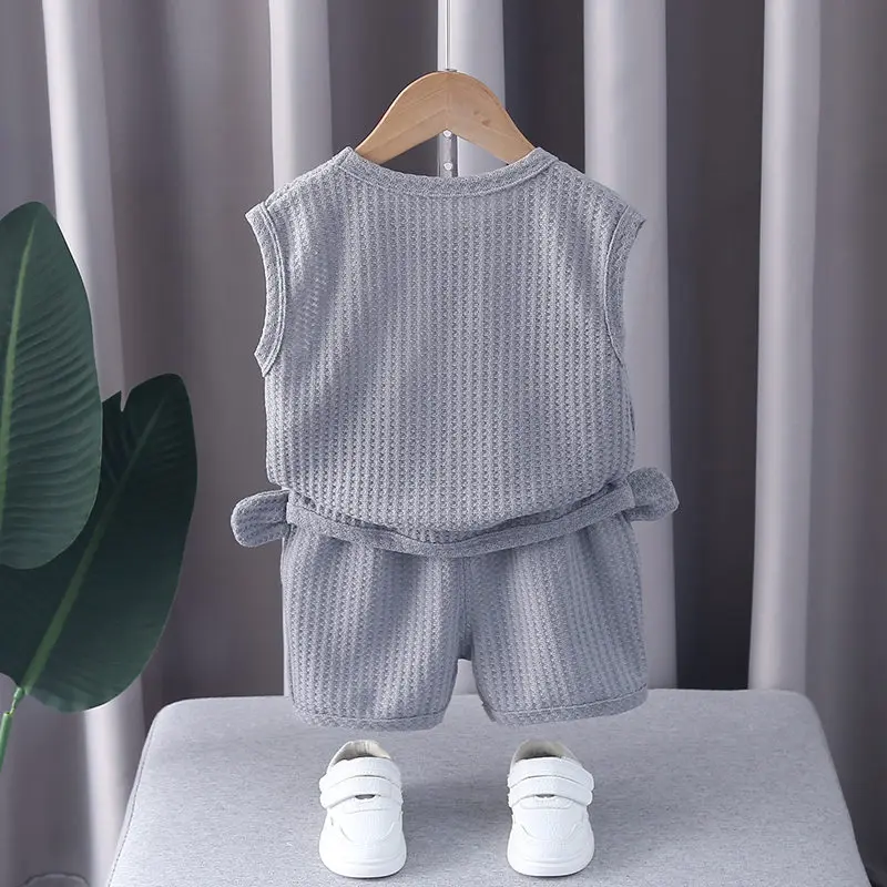 New Fashion Children Boys Girls Bears Clothes Summer Baby O-Neck Vest Shorts 2Pcs/Set Infant Kids Cartoon Toddler Tracksuits