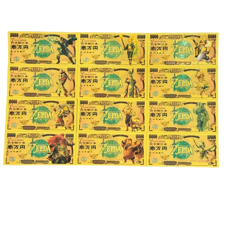 

Bandai 2025 New 18 Types Hot Sale The Legend of Zelda Banknote Anime Gold Banknote in 24k Gold Plated For Collection