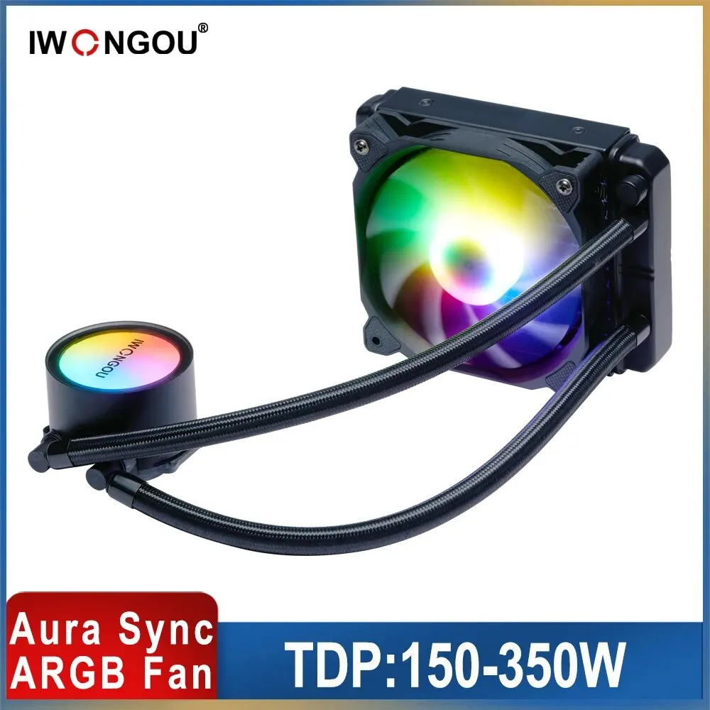 IWONGOU Water Cooler 120mm 4pin RGB Lga 1700 Processor Cooling Fan Rgb 120mm Ventilador Cpu Cooler Am4 dla Intel 2011/1366/AMD