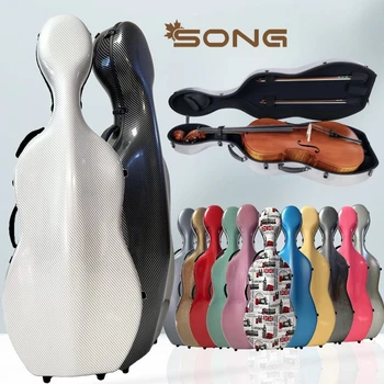 Karbon fiber Viyolonsel 4/4 3/4 Sert Çanta çello kutusu sırt çantası Güçlü Işık 3.5 kg, Sert Kabuk Depolama çelloyu Koruyun Su Geçirmez