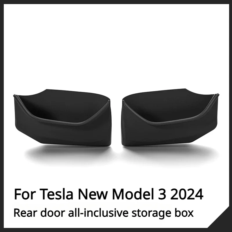 

For Tesla New Model 3 Highland 2024 Rear Door Side Storage Box Door Handle Armrest Tray Organizer Door Side Water Proof Storage