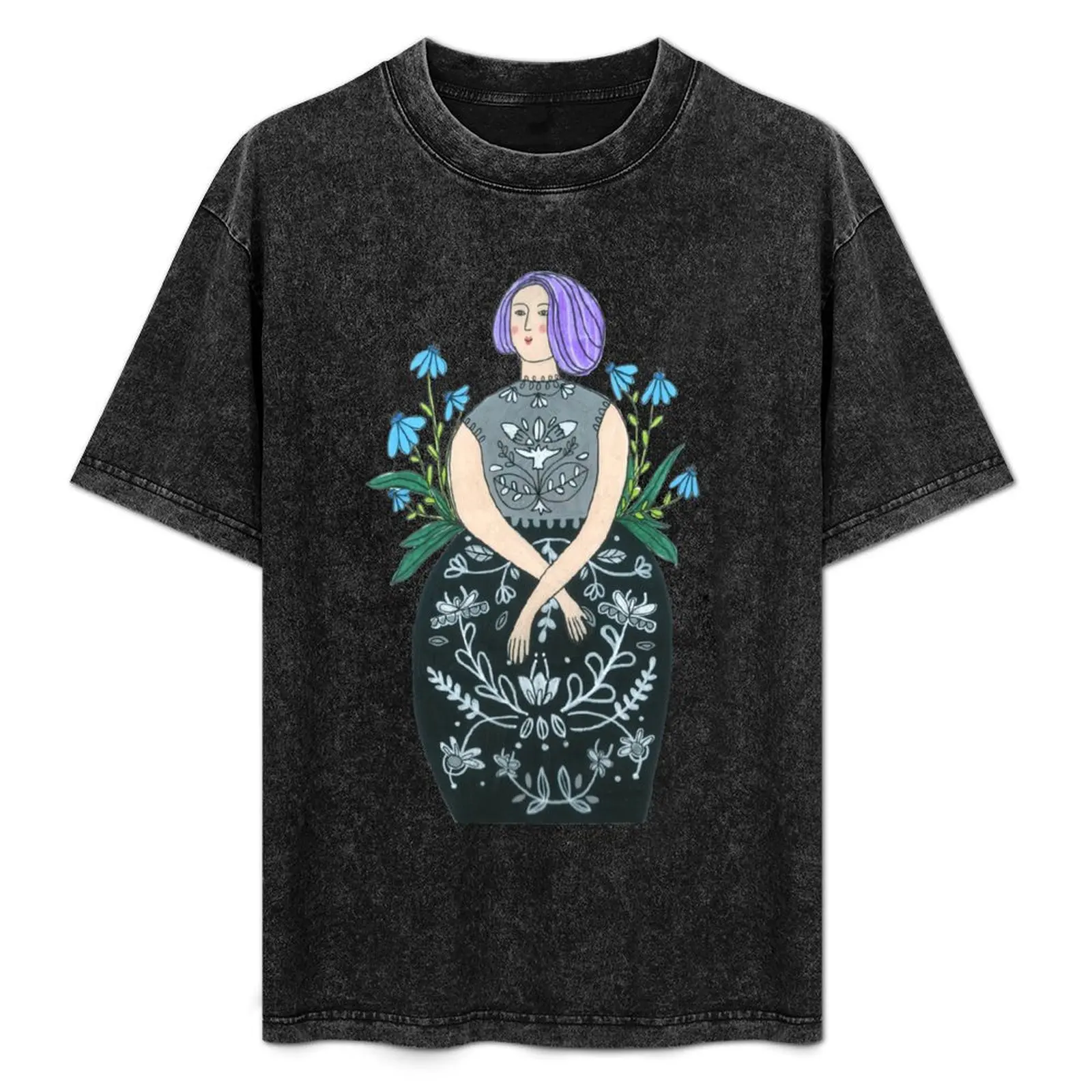 Purple Haired Girl T-Shirt new edition plus sizes black t shirts for men