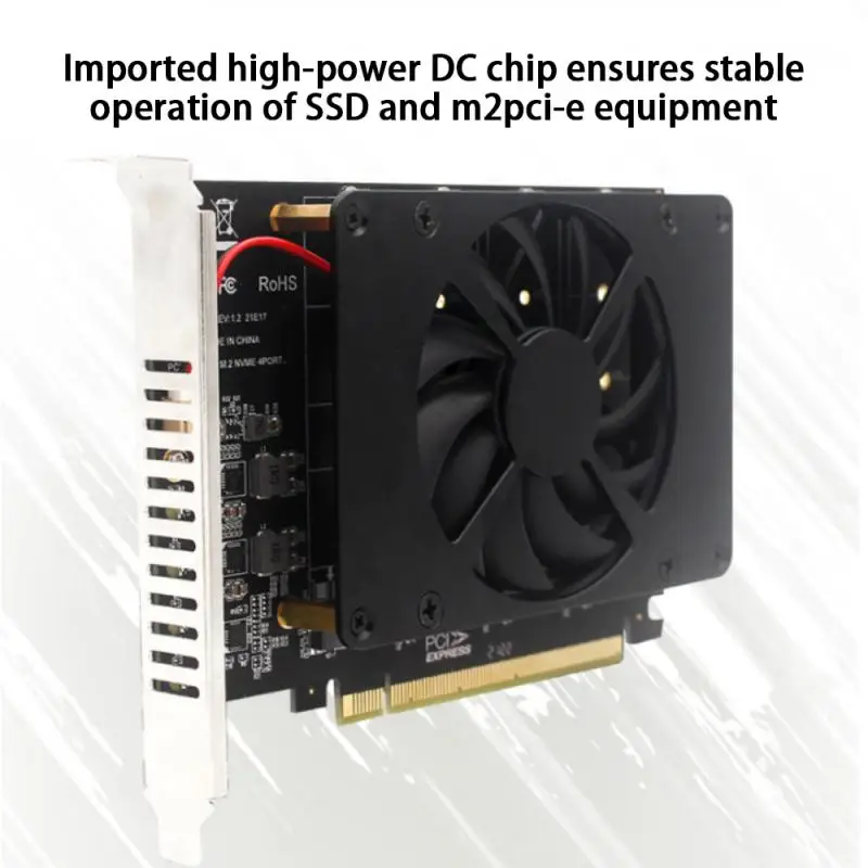 Adaptor PCI-E PCI-E X16 NVME M.2 M Key SSD RAID Array adaptor Motherboard PCI-E kartu Split 4 SSD dengan kipas pendingin