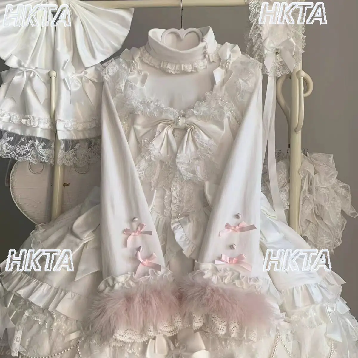 

Милая кружевная водолазка с бантом и длинным рукавом, осенняя новая вязаная футболка, джемпер, свитер в стиле Лолиты, универсальный белый пуловер, верхняя внутренняя часть для женщин