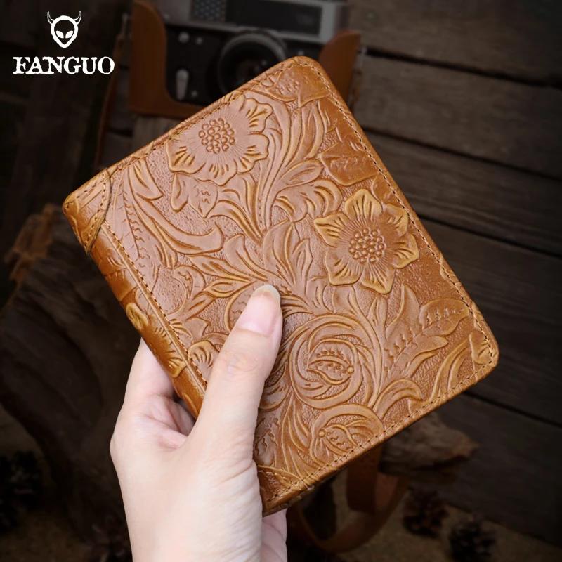 Multi Function ID Credit Card Holder Wallet Genuine Leather Rfid Protection Men's Wallets Vintage Short Purse For Male