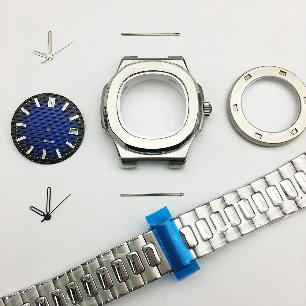Nautilus Watch Case 39mm NH38 Watch Case Sapphire Mirror Case Kit for NH35/4R/NH38 Movement Watch Modification Repair Parts