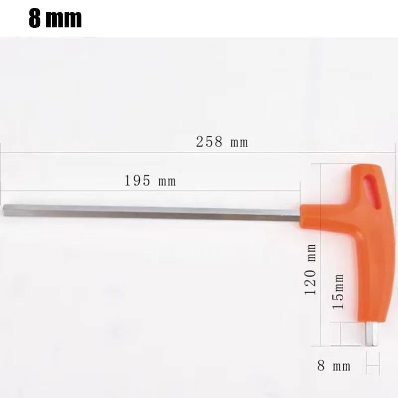 1Pcs T-Type Allen Wrench Cr-v Alloy Steel Flat Hex T-Handle Crews Screwdriver Driver 2.5/3/4/5/6/8/10mm Extended Non-slip