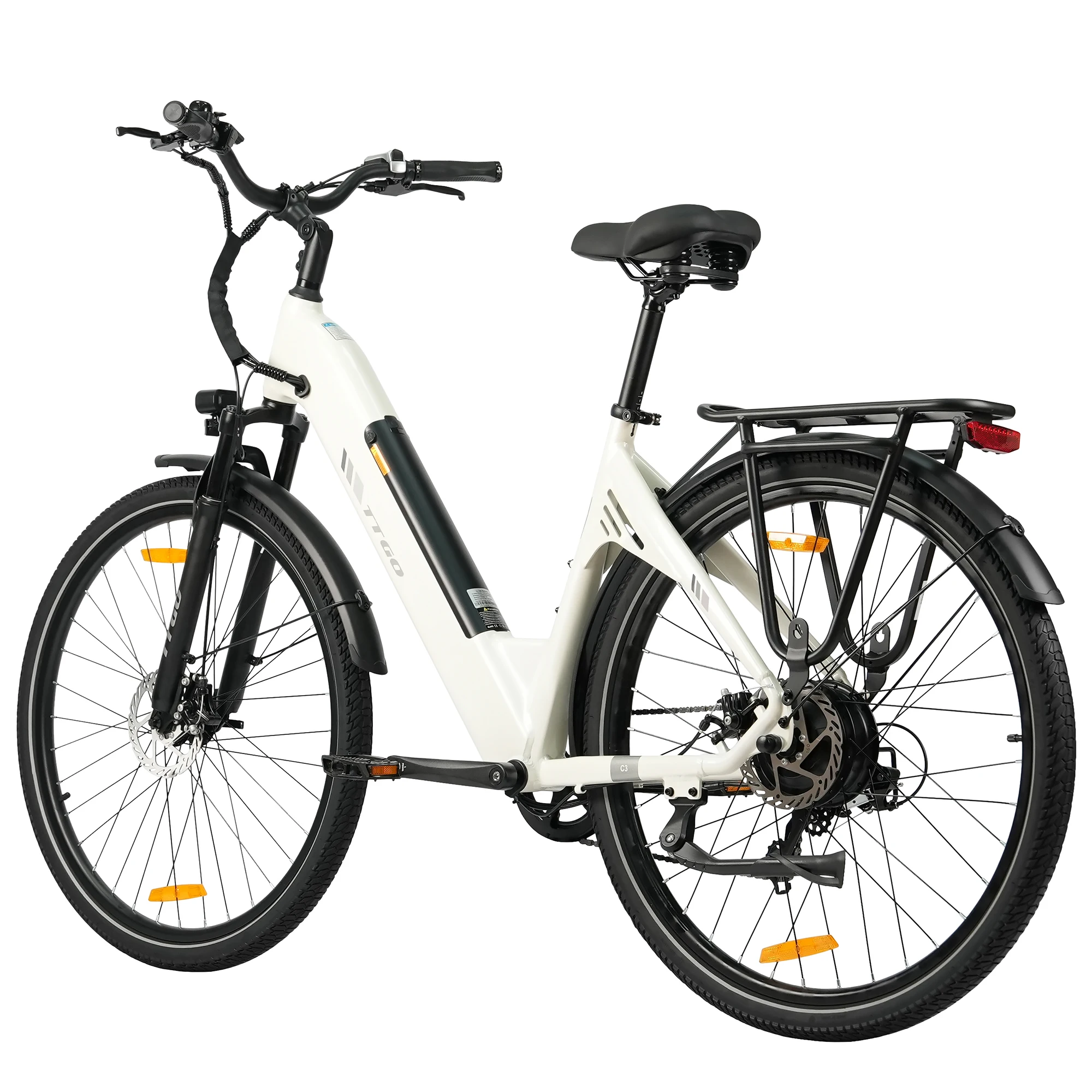 Bicicleta eléctrica de 28 pulgadas C3SE con batería de 36V18AH, eBIKE 3.0 con neumáticos gruesos, 7 velocidades, bicicleta eléctrica urbana con pantalla LCD y motor de 250W, stock en la UE.