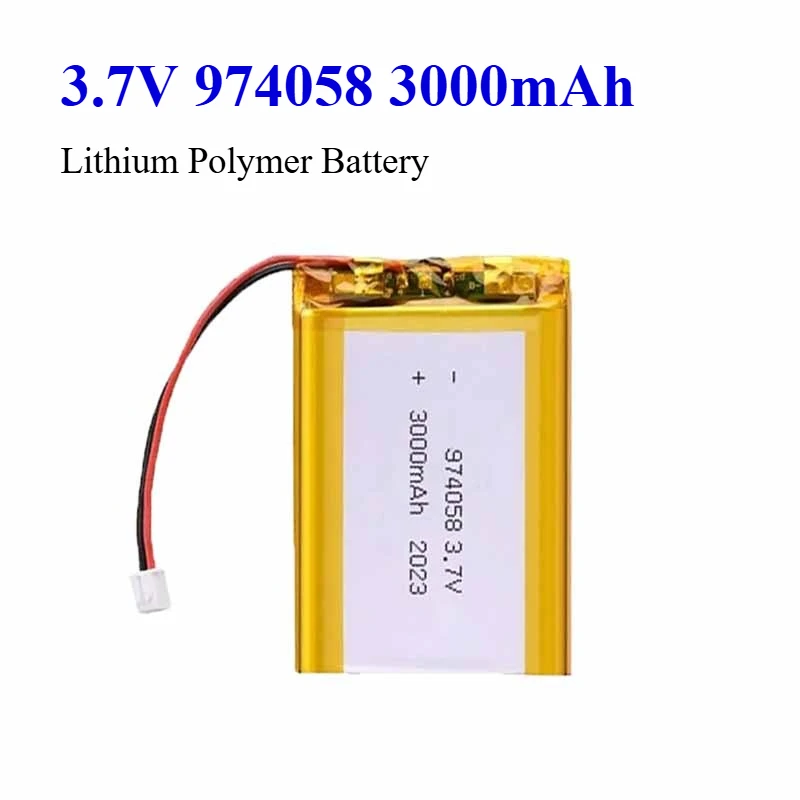 

3.7V 974058 3000mAh Lithium Polymer Battery for Massage Meter GPS Navigator Aeromodelling Toy Rechargeable Batteries PH2.0P Plug