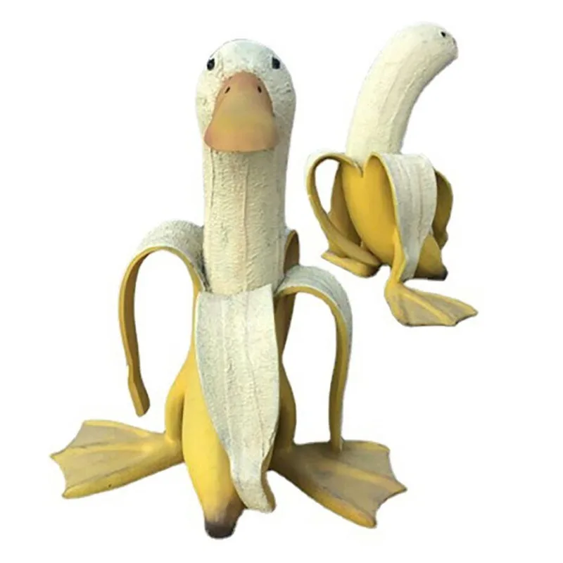 Banana Duck Creative Garden Decor Sculptures Yard Vintage Gardening Decor Art Whimsical Peeled Banana Duck Home Statues Crafts