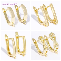 2/4/8Pcs 18K Gold Plated Shvenzy Earwires,Brass Metal Earwires Fasteners,Earring Fixtures,For DIY Earring Making Accessories