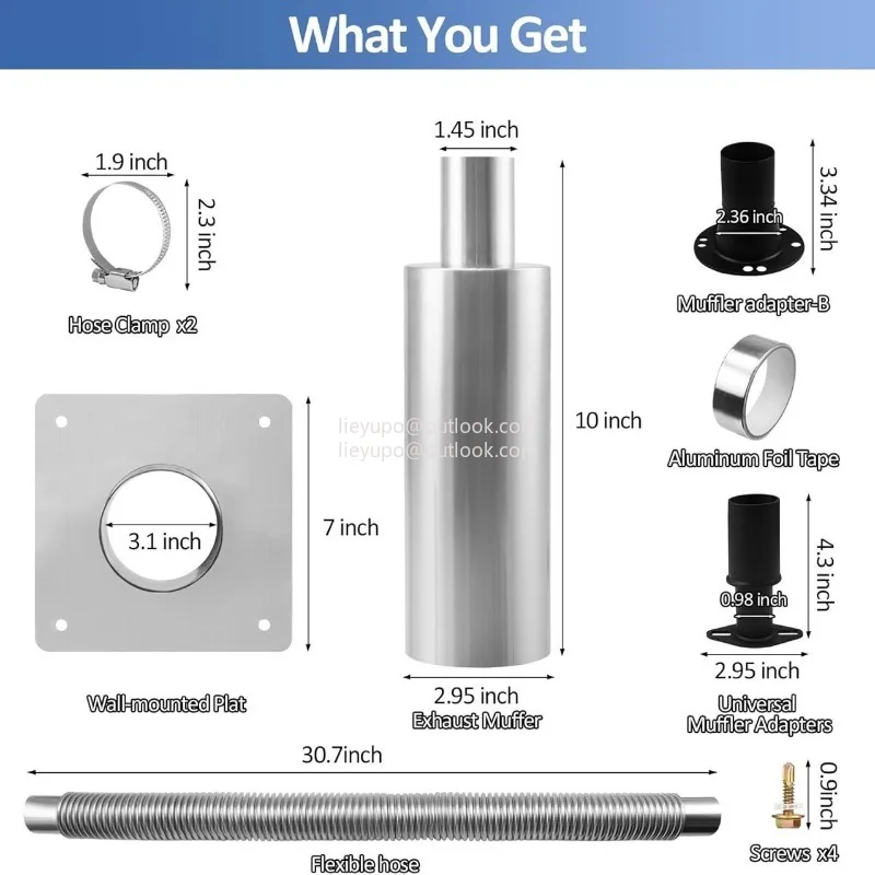 Generator Exhaust ExpansionSilencer Kit with Insulated Through-Wall Mounting Plate for Safe Exhaust Emission 60pcs