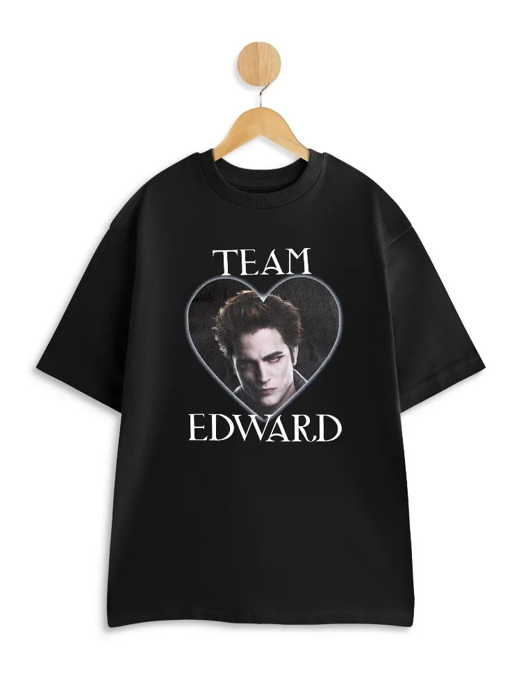 Twilight Saga: تي شيرت برسومات New Moon Team Edward بأكمام قصيرة للنساء، تي شيرت كلاسيكي لمحبي الملابس الكاجوال