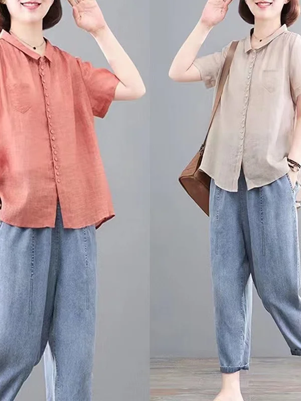 Koreaanse Sle Plus Size Verborgen Retro Tweedelige Set Casual Katoen Linnen Top Plus Denim Jeans Zomer Nieuwe Vrouwen faion Set