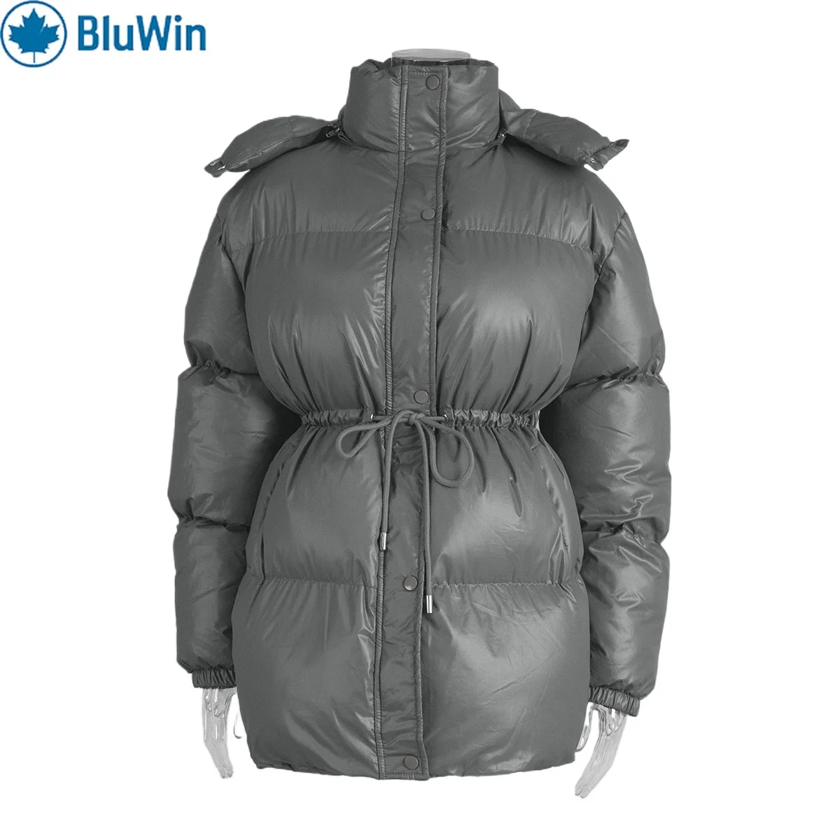 

URBANCHIC&ZAF 4Colors Streetwear Hooded Puffer Jacket for Women 2025 Winter with Drawstring Waist Slim Fit Warm Coat