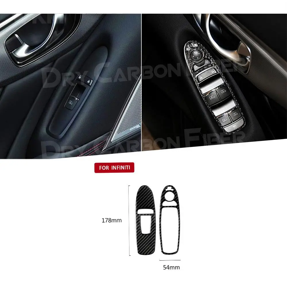

Углеродное волокно, внутренняя панель передач автомобиля, комплекты кузова, декоративные наклейки для Infiniti Q50 Q60 2014-2020, RHD, боковой автостайлинг