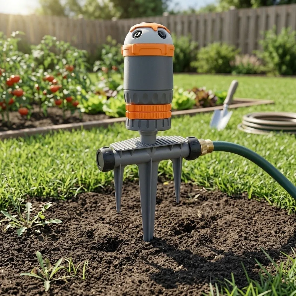 Consistent-Flow Gear Sprinkler for Large-Yard Irrigation Featuring 4 Pattern Adjustments and 6 to 10 Meter Spray Range