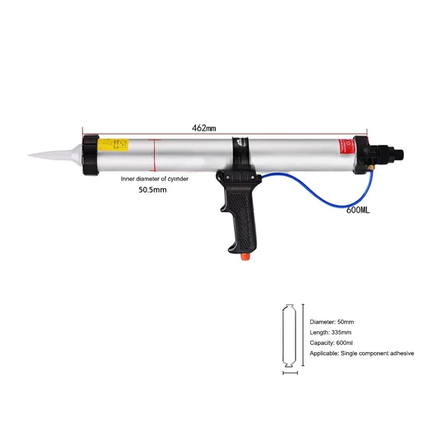 New Arrival Professional 600ml Sausage Type Pneumatic Caulking Gun Good Quality Pneumatic Caulk Gun Glue Gun 600ML 6bar Hot Sale