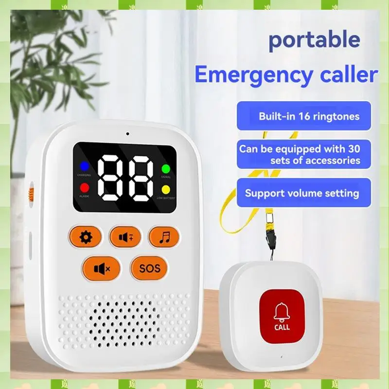 2025 ไร้สายผู้ดูแลปุ่มโทร SOS จอภาพฉุกเฉินด้วยการสั่นสะเทือน, Personal Caregiver Pager สําหรับการดูแลผู้สูงอายุ,รถไร้สาย