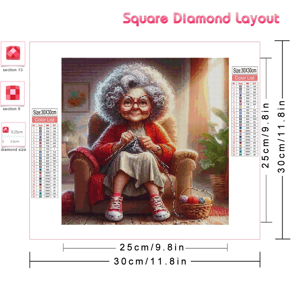 Huacan Diamond Painting Grandma Picture Of Rhinestones 5D DIY Mosaic Old Lady New Collection Home Decoration Craft Kit