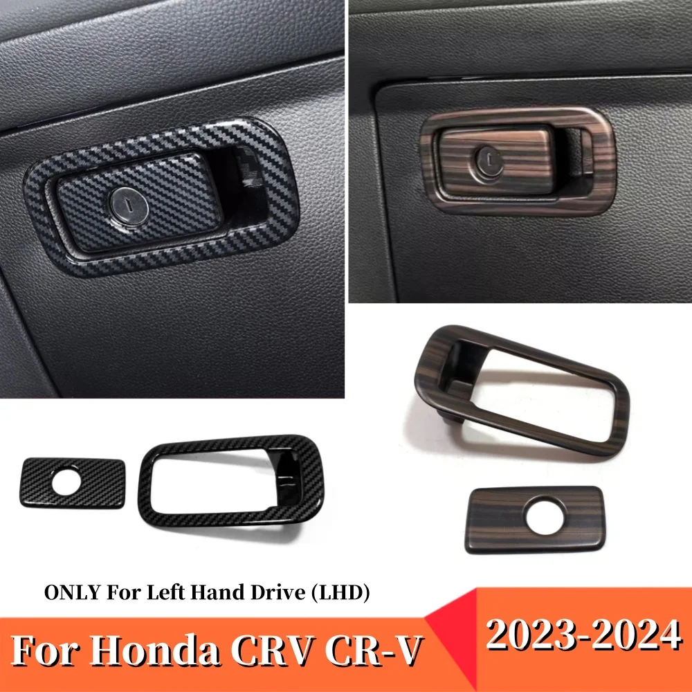 

For Honda CRV CR-V 2023 2024 ABS Wood grain Carbon Interior Accessories Car Glove Storage Box Handle Cover Cap Trims Sticker