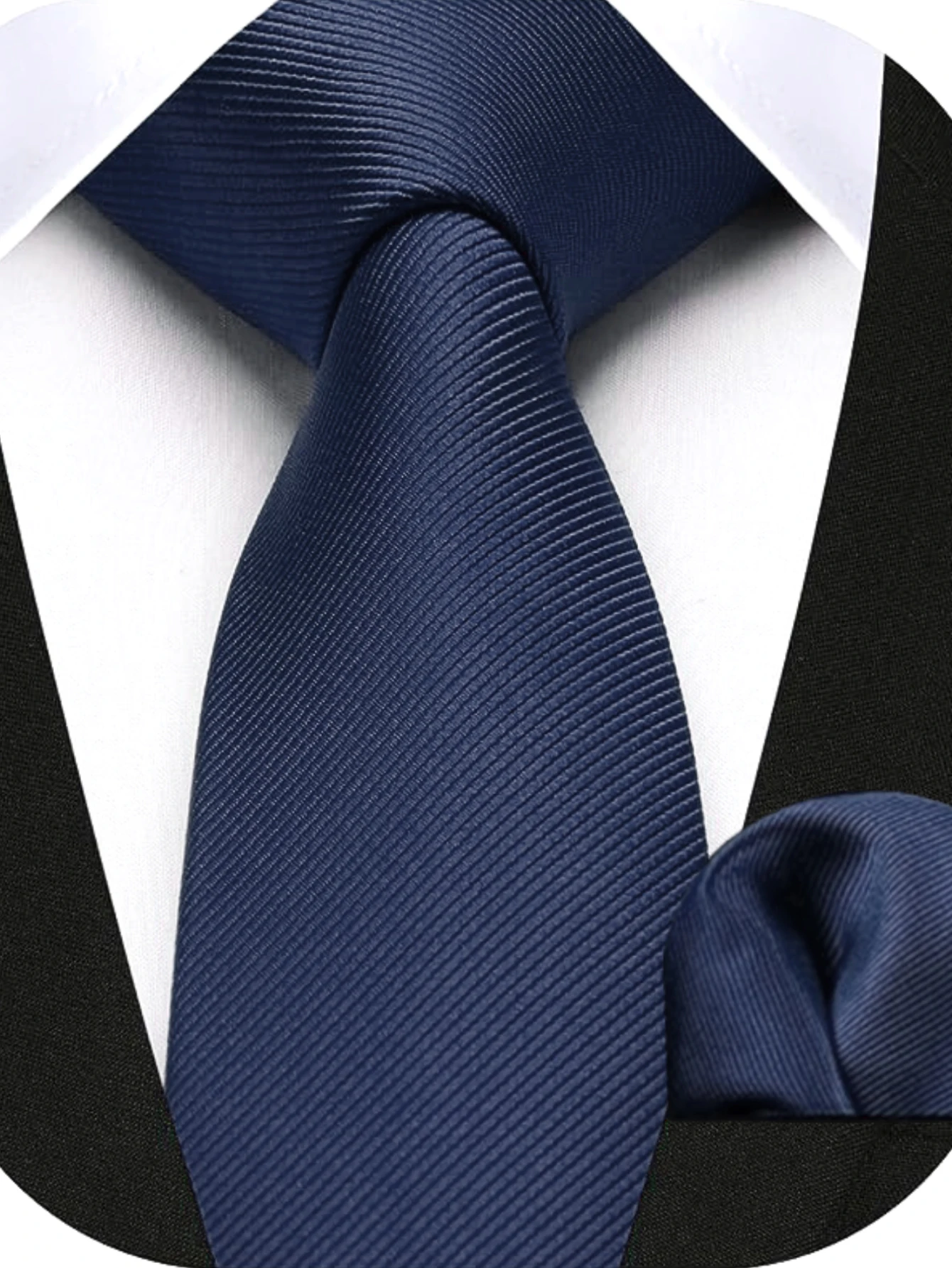 JEMYGINS Herren-Krawatte, schmal, einfarbig, 6 cm, Seidenkrawatte, Einstecktuch-Kombi-Set, geeignet für Herren, Geburtstagsgeschenke, Hochzeiten, Business – Detail 10