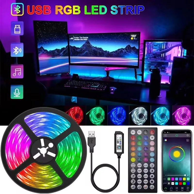 Led Strip Lights Wifi 5050 5V Usb Rgb Tape Colorful Children In The Gaming Room Bluetooth Control 5M Led Wall Room Ice String