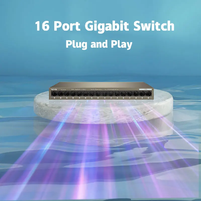 Tenda 16 Port Gigabit Switch 10/100/1000Mbps Desktop Switch Hub Network Full/Half Duplex TEG1016M Vlan Ethernet Switch
