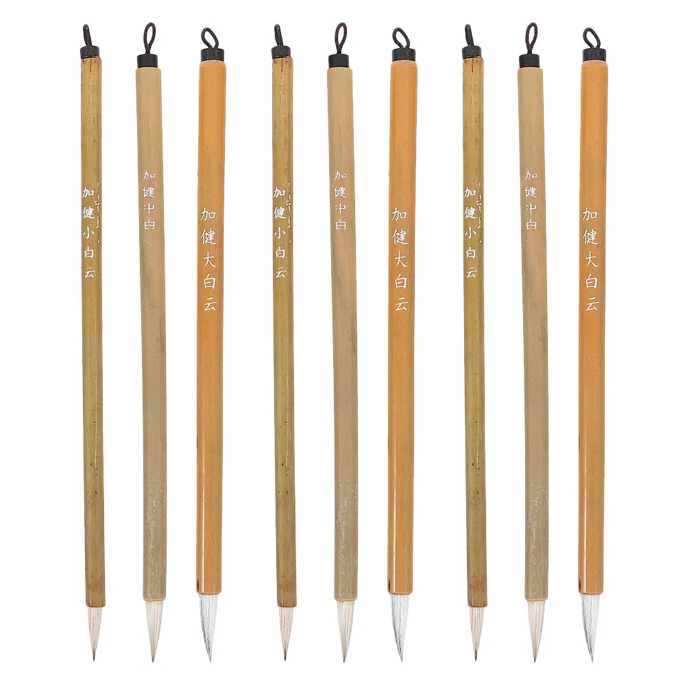 

9Pcs Calligraphy Brushes Chinese Wooden Set Beginner Friendly Writing Traditional Ink Painting Drawing Supplies