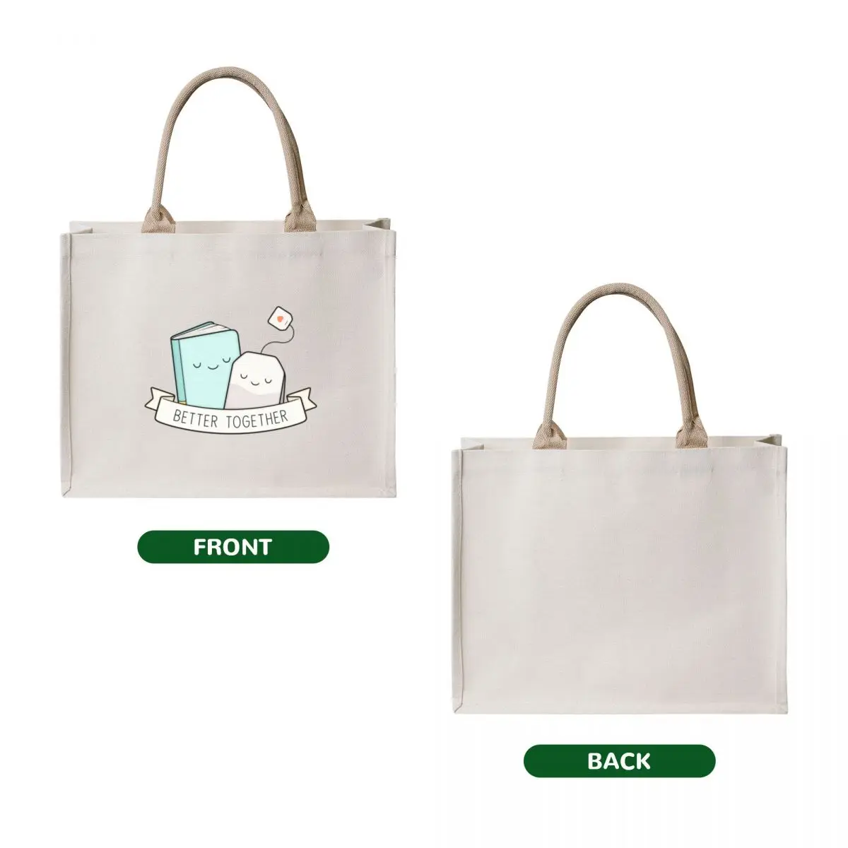 Books And Tea Better Together Tote Bag Women's shopper personalized tote bag Beach bag