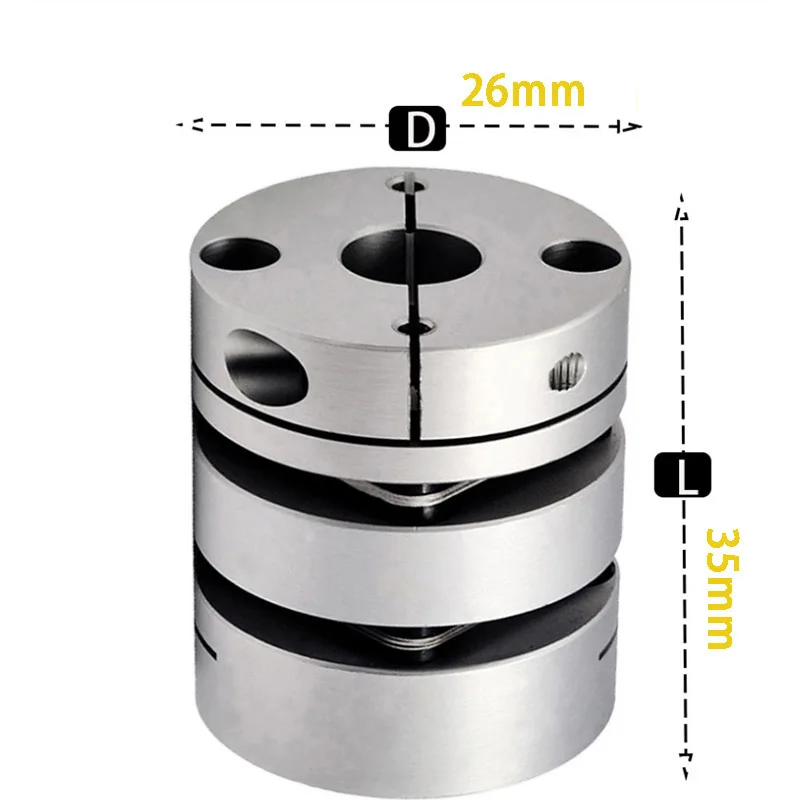 

High Quality D26L35 Flexible Dual / Double Diaphragm Coupler Coupling Hole 4 5 6 6.35 7 8 9 10 11mm for CNC Motor Ballscrew