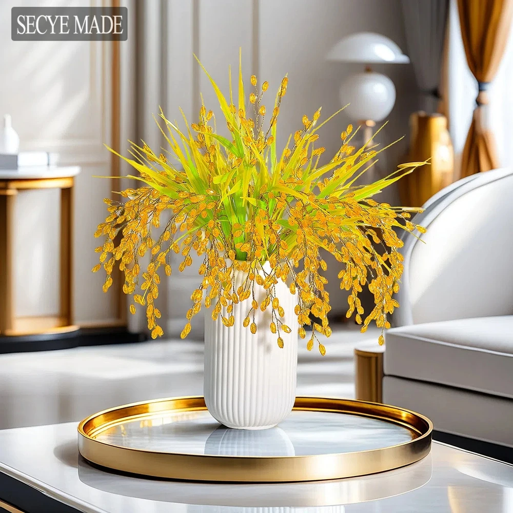 

Golden Grain Harvest Flower Bouquet Decoration Home Decoration Wedding Scene Construction DIY Craft Crystal Beaded FlowerK08