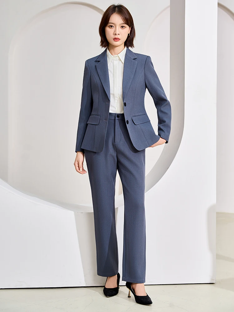 بدلة بناطيل نسائية رمادي كحلي أحمر مكتب السيدات ملابس عمل نسائية مكونة من قطعتين سترة رسمية وبنطلون