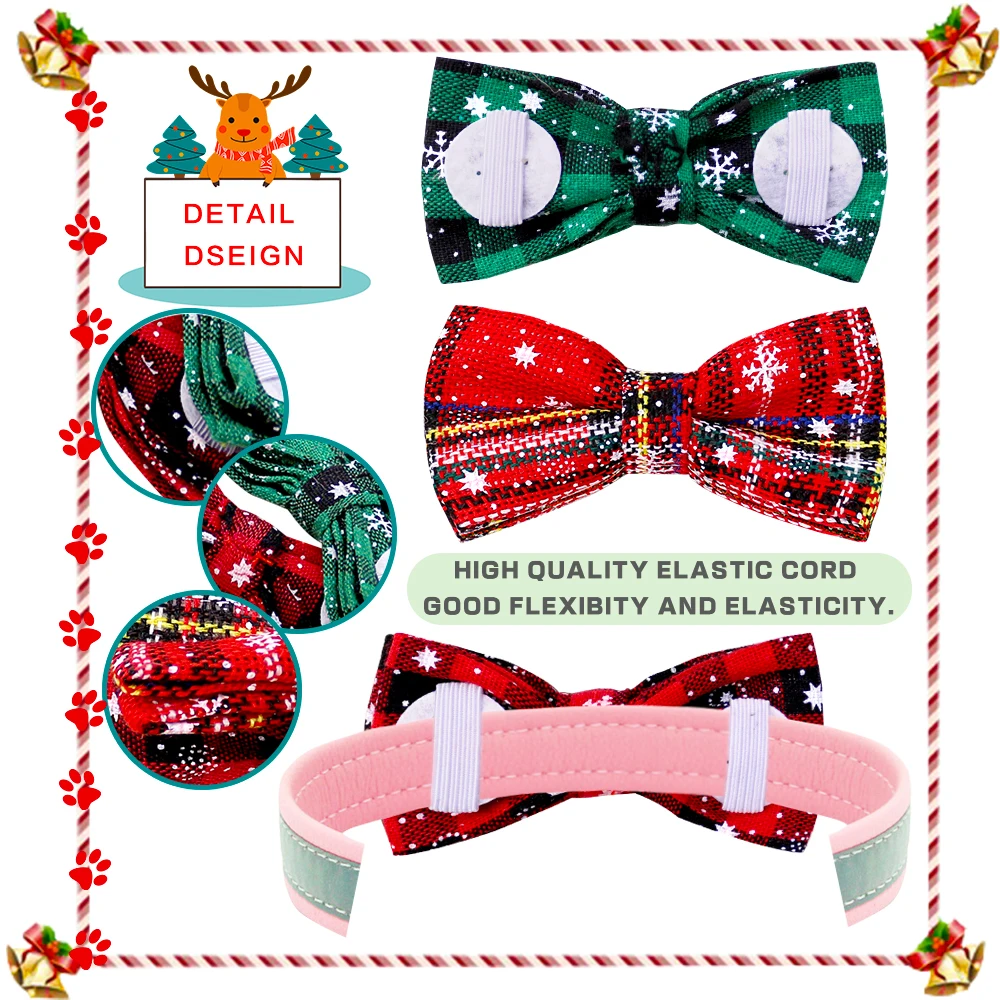 40Pcs Christmas Pet Supplies Sliding Dog Bow Tie Collar Accessories Dog Christmas Bows Small Dog Cat Bowties Pet  Accessories