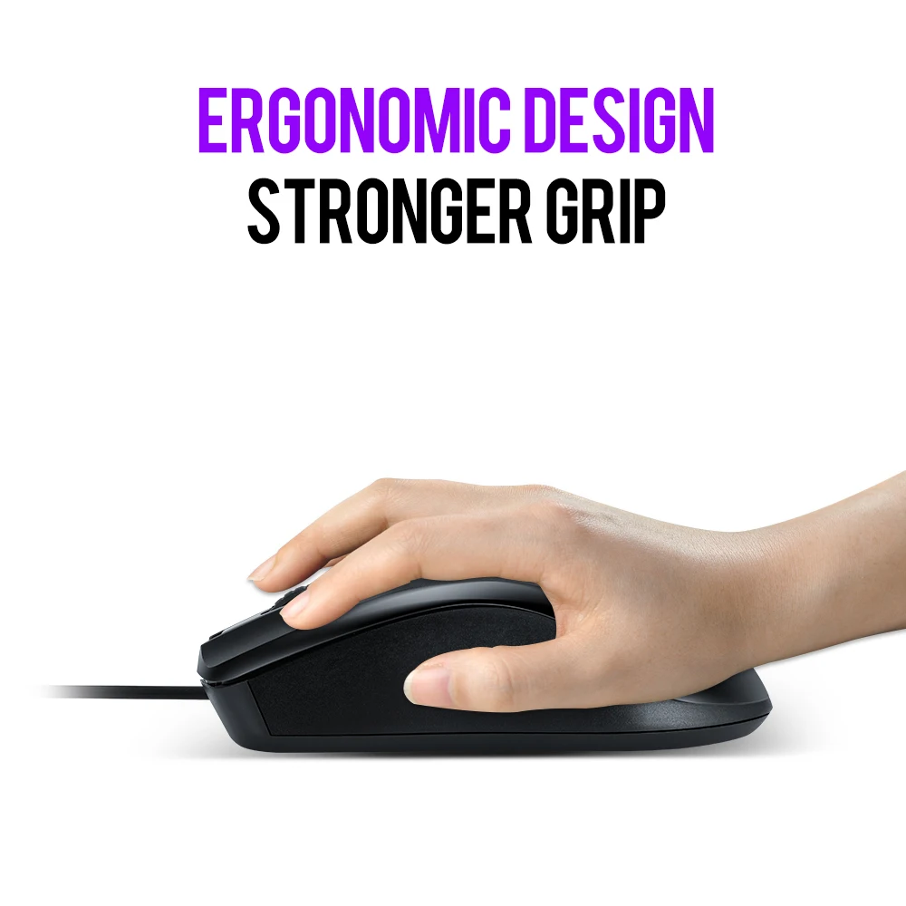 Mouse da ufficio nero cablato per computer portatile USB