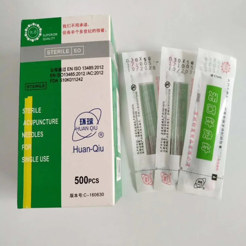 new 500pcs Huanqiu sterile disposable acupuncture beauty massage acupuncture needle 0.16/0.18/0.22/0.25/0.30/0.35mm