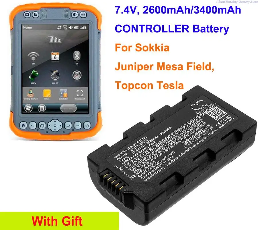 Cameron Sino 2600mAh/3400mAh Data Collector Battery 61117, 20545 for Sokkia Juniper Mesa Field, Topcon Tesla