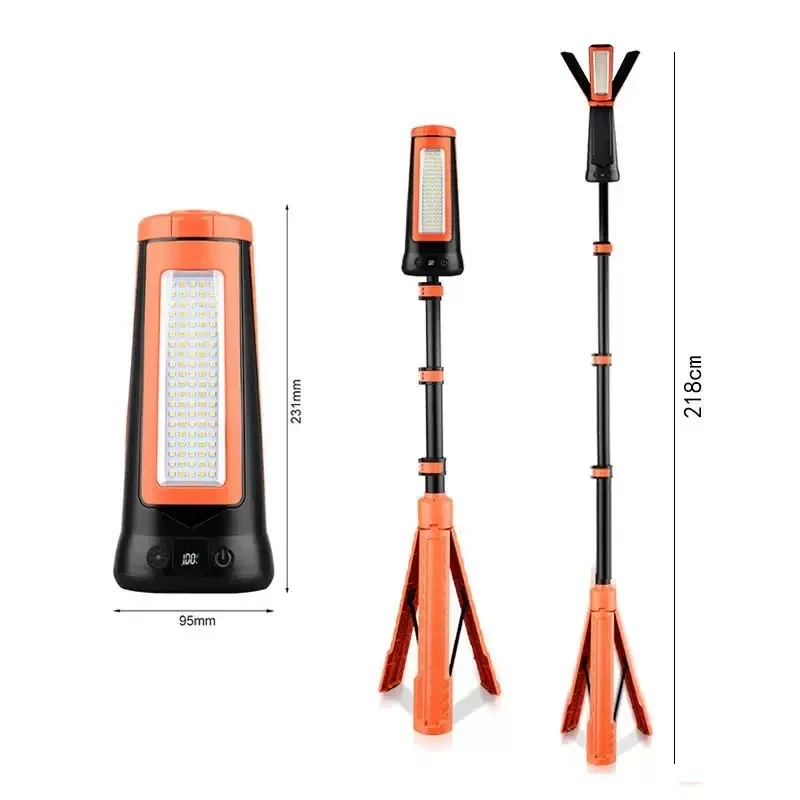 LED retractable bracket camping light USB rechargeable white and yellow light multifunctional magnetic work light
