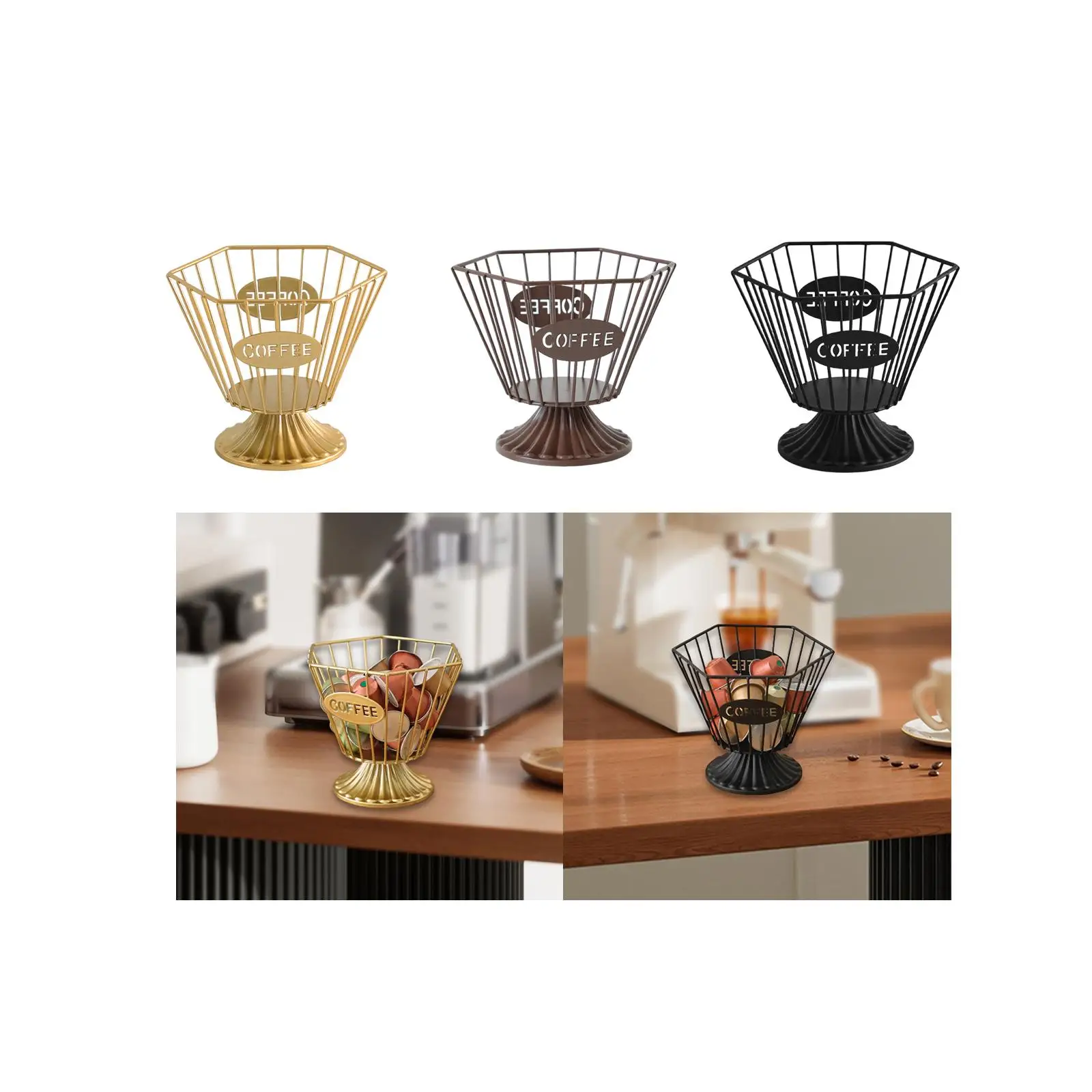 Iron Coffee Capsule Holder Coffee Pod Storage Rack for Bedroom Office Table