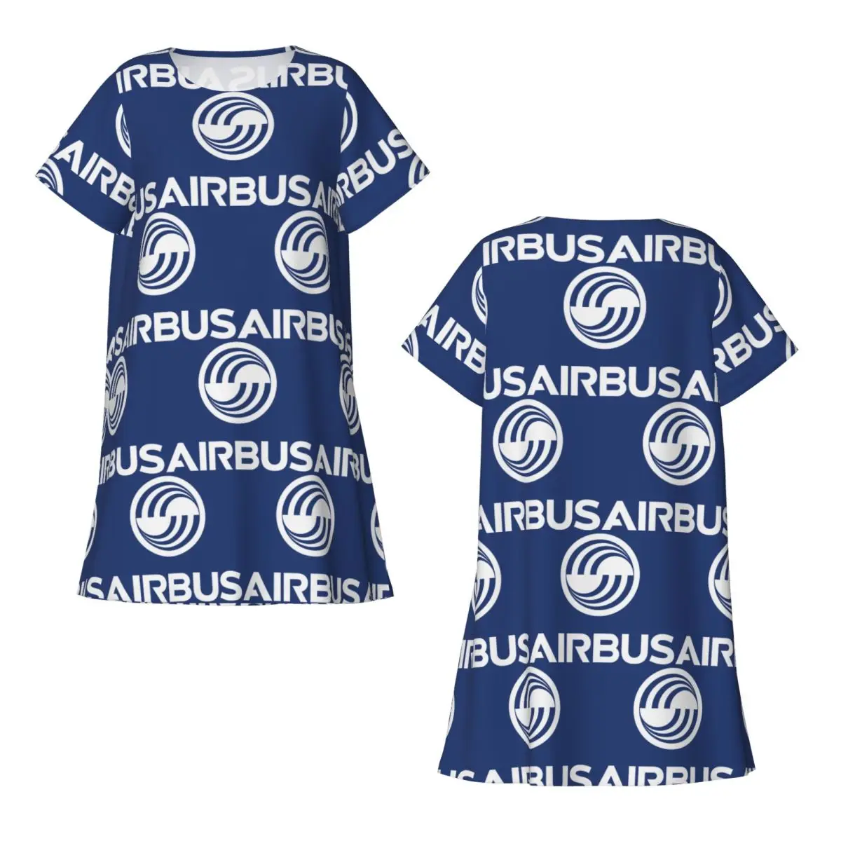 Custom Airbus Logo Short Sleeves Nightdress For Sleeping Sleepshirts Women Short Sleeve Nightgowns Soft Pajama Dress