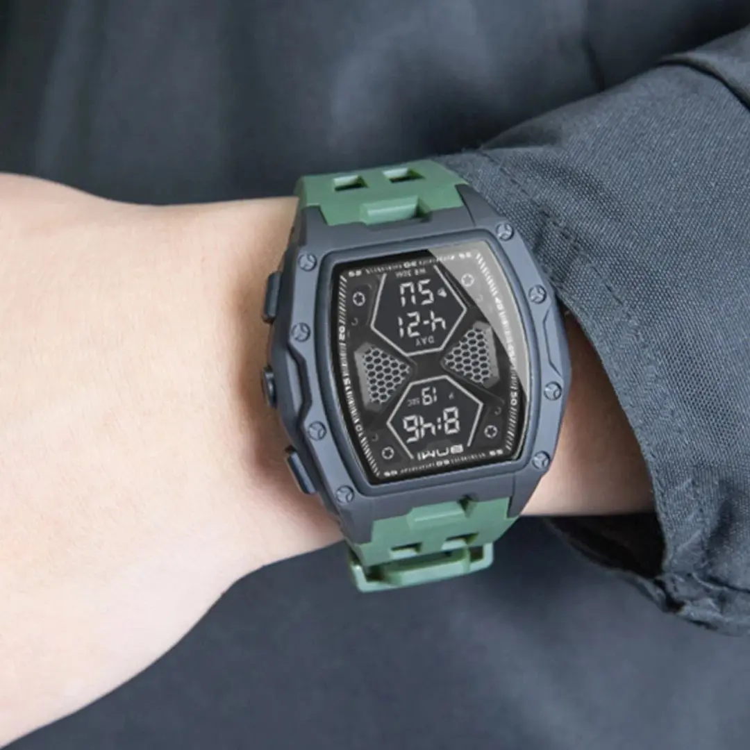 Мужские спортивные часы, многофункциональные светящиеся цифровые часы с еженедельным календарем, водонепроницаемые, с секундомером, хронографом, электронные часы