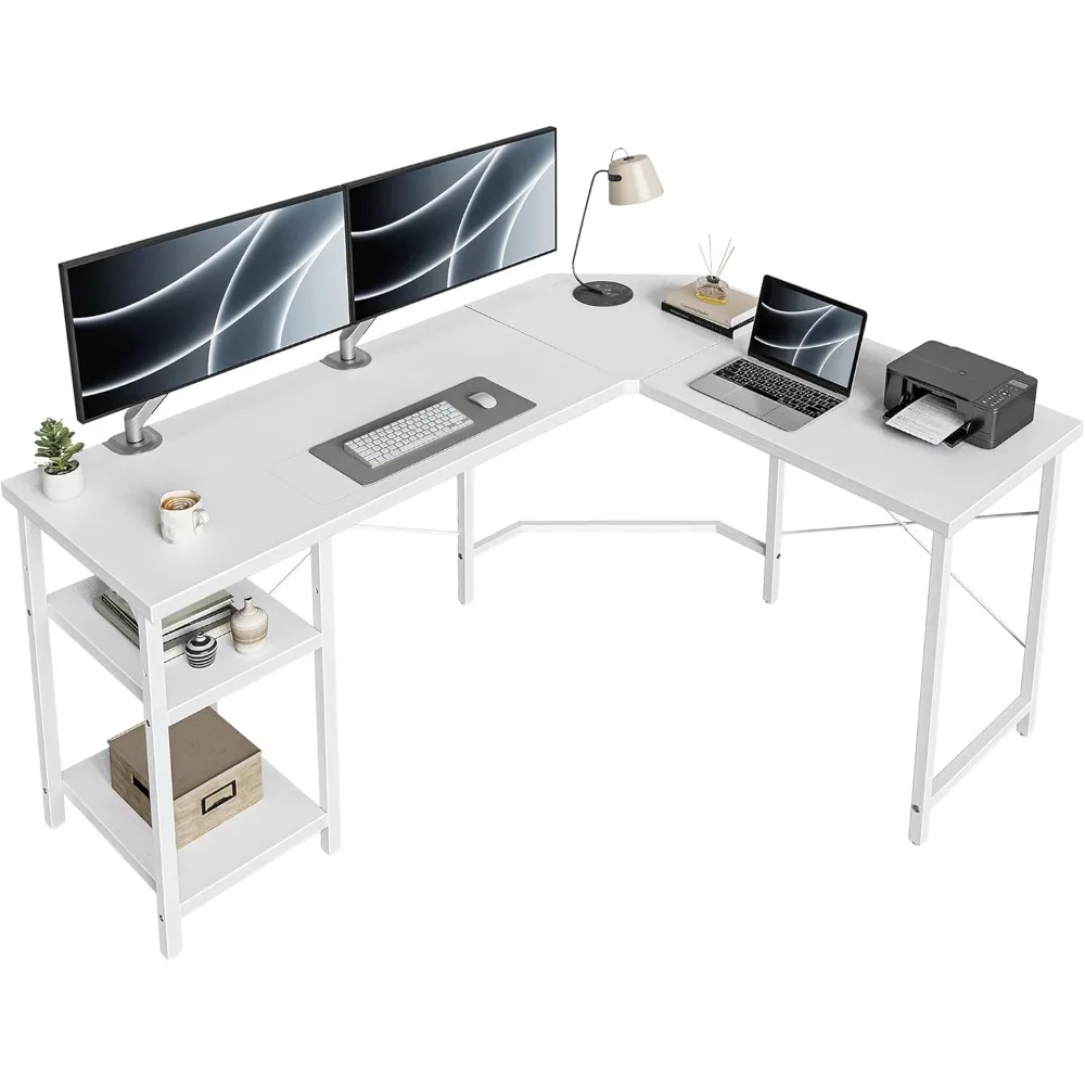 

Computer Desks, Reversible Corner Desk with Storage Shelves, Home Office Desk for Writing Gaming Study