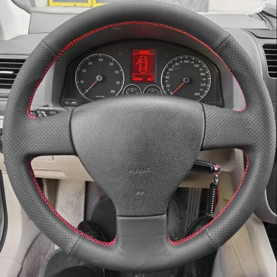 Car Steering Wheel Cover For VW Old Golf 5 (V) MK5 Polo Jetta Tiguan Sagitar Touran Leather Braid Customized Original DIY