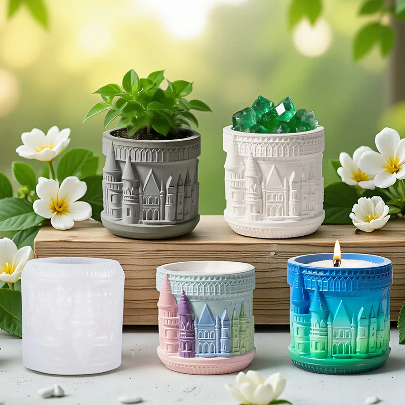 

DIY смола капающаяся ароматерапевтическая чашка для свечей, ваза для хранения, силиконовая форма, римский замок, гипсовая чашка, декоративная форма в европейском стиле