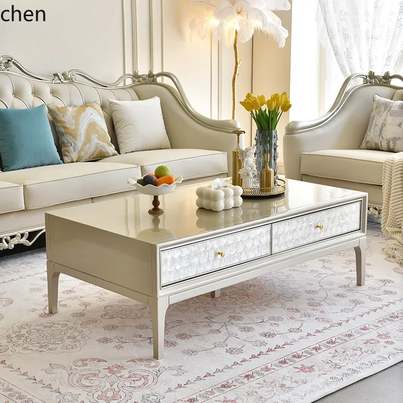 HT Solid Wood Living Room Light Luxury Sofa Villa Single Double Three-Seater High-End Elegant Combination Sofa