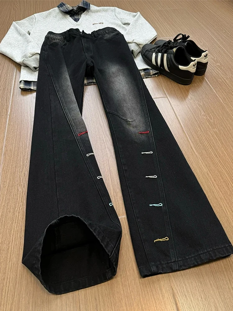 

Мужские зимние джинсы Bla American High Street с вышивкой, утепленные, прямого кроя, зауженные, с легким клешем