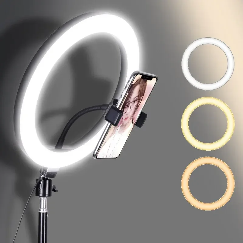 10 12 13 14 inch LED Selfie Ring Light With Tripod Photography Lighting Round Flash Ring Lamp Ringlight for TikTok Youtube Video