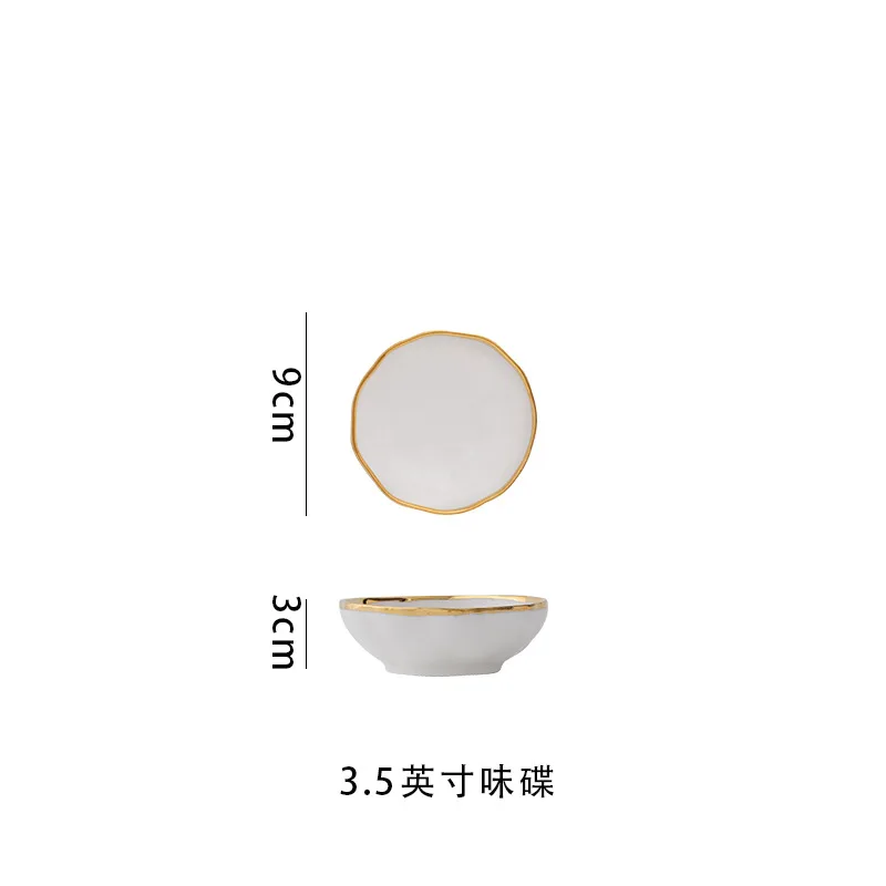 Gold Edge Ceramic Dinner Plated Rice Noodles Soup Bowl Internet Celebrity Fruit Salad Bowl Plates